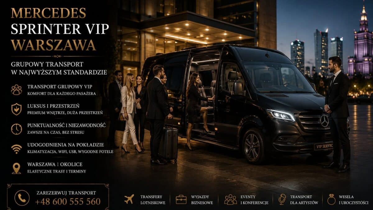 Mercedes Sprinter VIP Warszawa – komfortowy transport grupowy na najwyższym poziomie