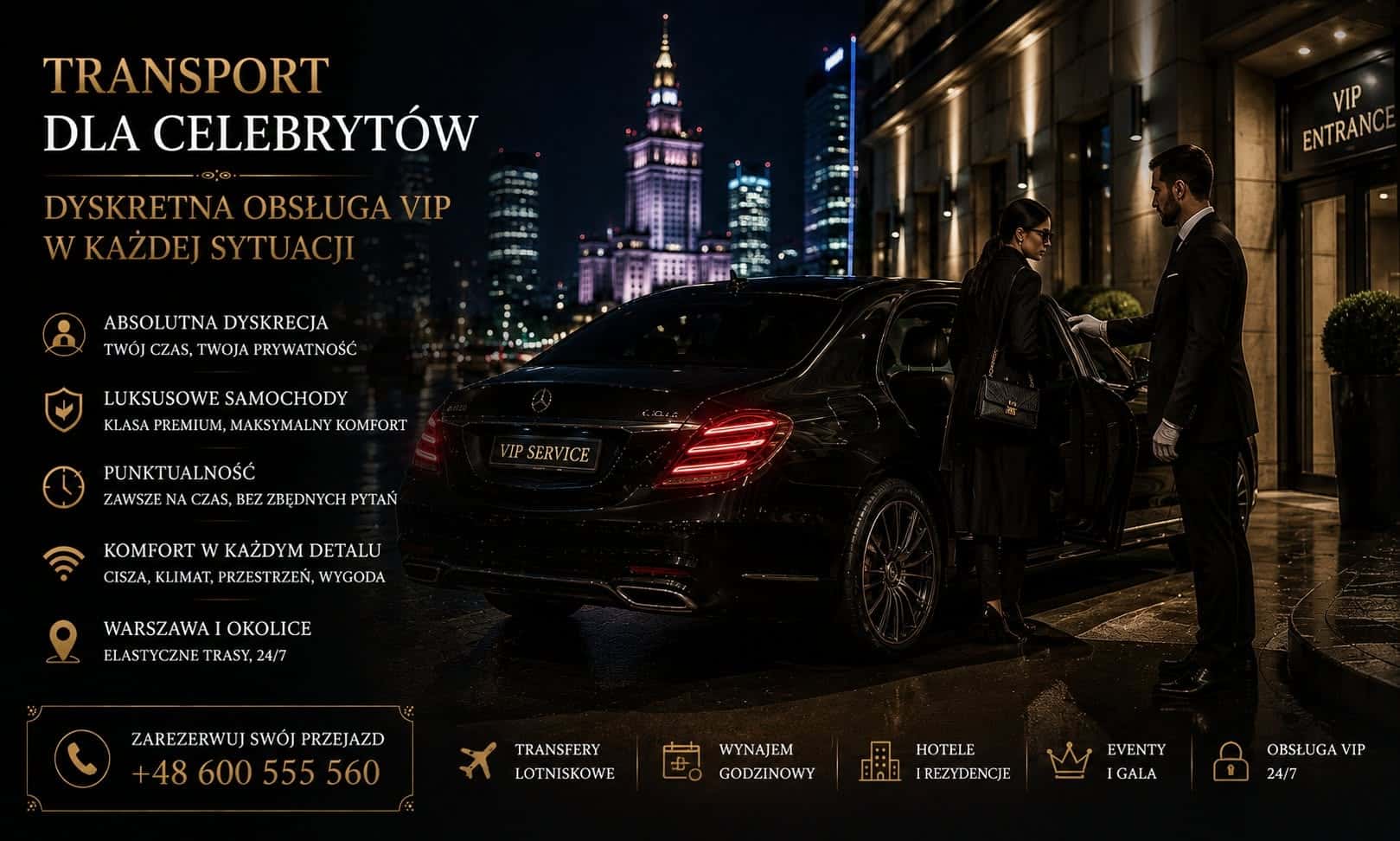 Transport dla celebrytów – dyskretna obsługa VIP w Warszawie